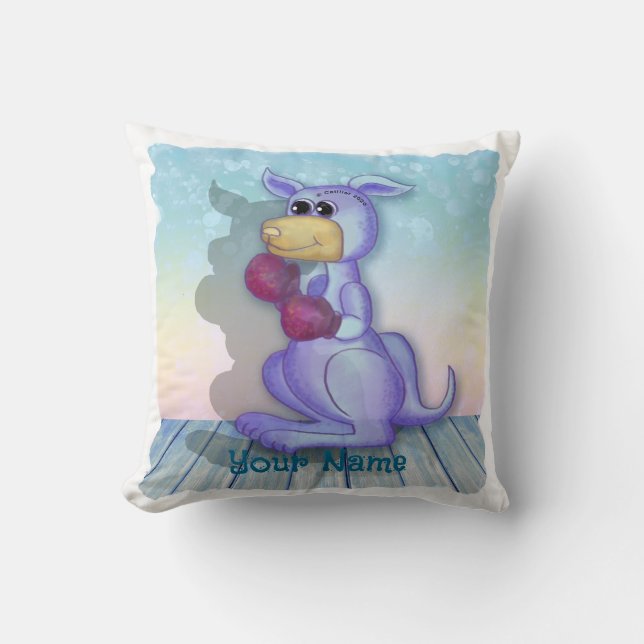 Boxing Kangaroo Throw Pillow (Front)