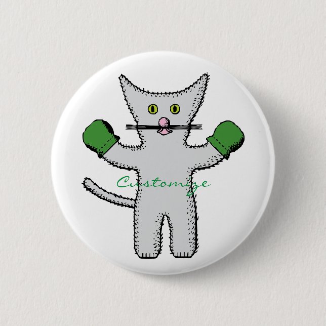 Boxing Kitten with Mittens Thunder_Cove Button (Front)