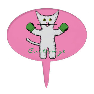 Boxing Kitten with Mittens Thunder_Cove Cake Topper