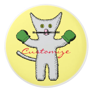 Boxing Kitten with Mittens Thunder_Cove Ceramic Knob