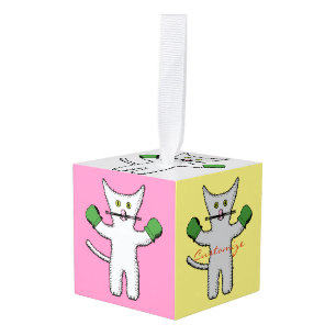 Boxing Kitten with Mittens Thunder_Cove Cube Ornament