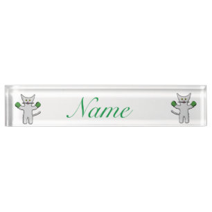 Boxing Kitten with Mittens Thunder_Cove Desk Name Plate
