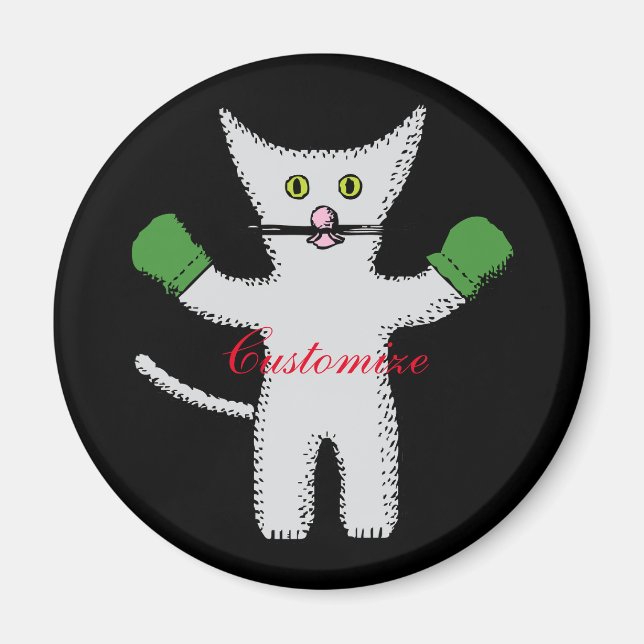 Boxing Kitten with Mittens Thunder_Cove Magnet (Front)