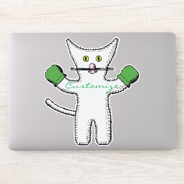 Boxing Kitten with Mittens Thunder_Cove Sticker (Computer)