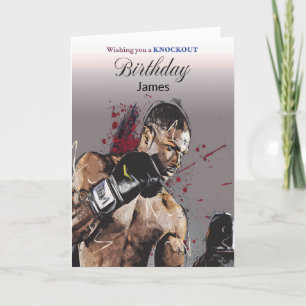 Boxing Knockout Personalized Birthday Card