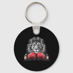 Boxing Lion Portrait Motif Wildlife Kickboxing Lov Keychain