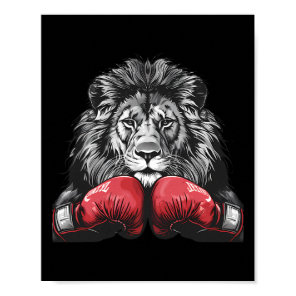 Boxing Lion Portrait Motif Wildlife Kickboxing Lov Poster