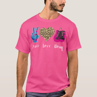 Boxing Love Peace Leopard Boxing Gloves Kickboxing T-Shirt