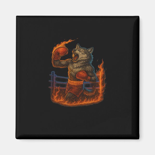 Boxing Lover Wolf Mma Fighter Werewolf Beast Gym  Magnet (Front)