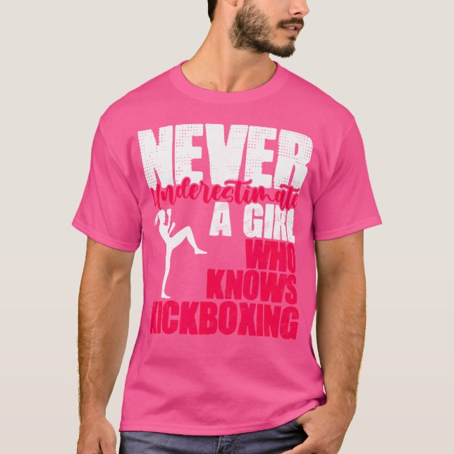 Boxing Martial Arts Girl Who Knows Kickboxing Kick T-Shirt (Front)