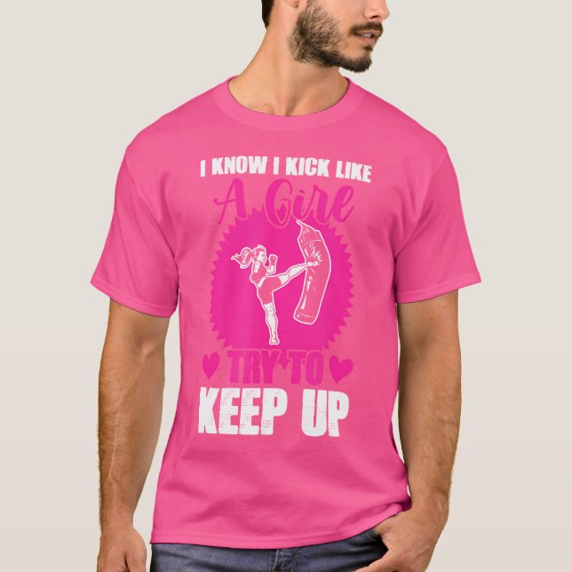 Boxing Martial Arts Kick Girl Kickboxing Kickboxer T-Shirt (Front)