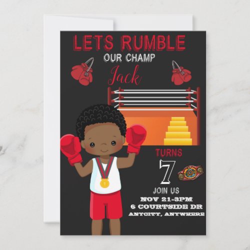 Boxing Match Birthday Invitation Card