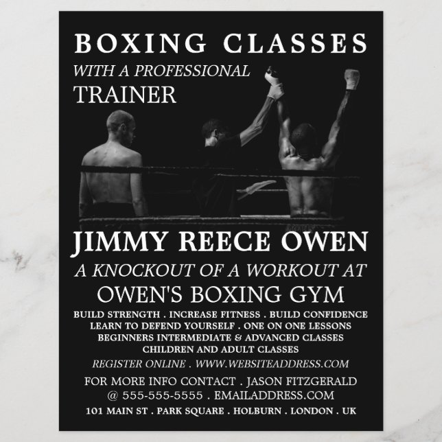 Boxing Match Champion, Boxing Class Advert Flyer (Front)
