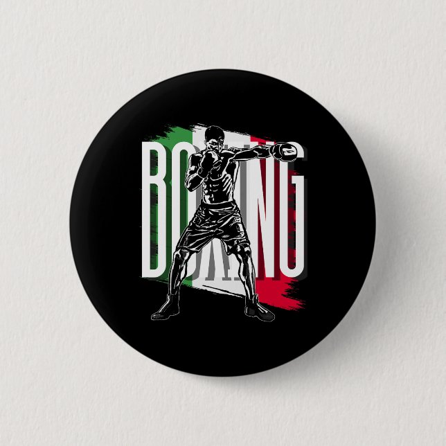 Boxing , Mexican Flag  Button (Front)