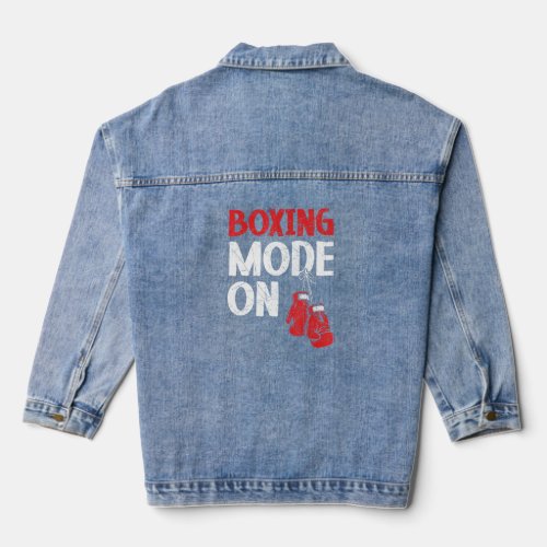 Boxing Mode On Professional Boxer Knockout Puncher Denim Jacket
