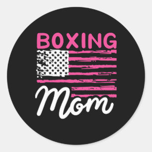 Boxing Mom Boxing Mother Kickboxing Mommy Mama Mot Classic Round Sticker