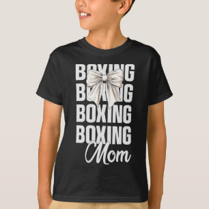 Boxing Mom Coquette Bow Cute Boxing Lovers Mothers T-Shirt
