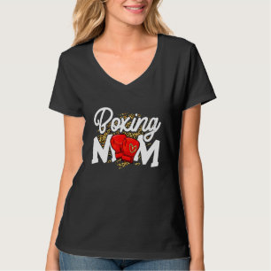 Boxing Mom Cute  Leopard Heart Mother's Day T-Shirt