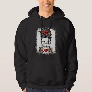 Boxing Mom Game Day Messy Bun Leopard Mother s Day Hoodie