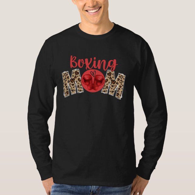 Boxing Mom Leopard Print Cute Mother s Day Sport T-Shirt (Front)