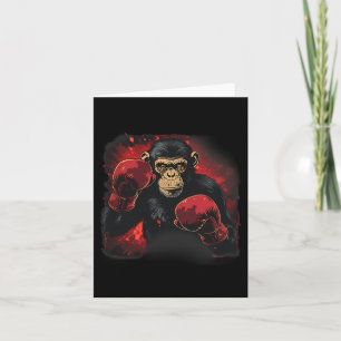Boxing Monkey With Boxing Gloves Kickboxing Funny Card