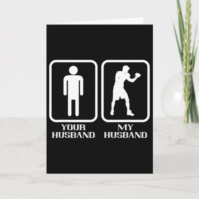Boxing My Husnd Boxer Kickboxer Boxing Gloves Kick Card (Front)