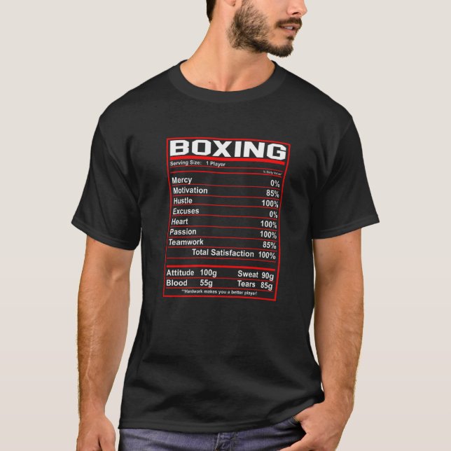   Boxing Nutrition Facts Boxer T-Shirt (Front)