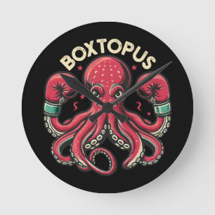 Boxing Octopus - Boxtopus Round Clock