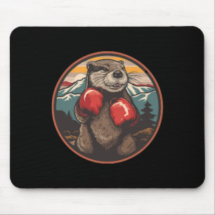 Boxing Otter With Boxing Gloves Kickboxing Funny B Mouse Pad