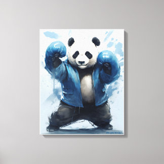 Boxing Panda Are You Ready Blue Panda Art Canvas Print