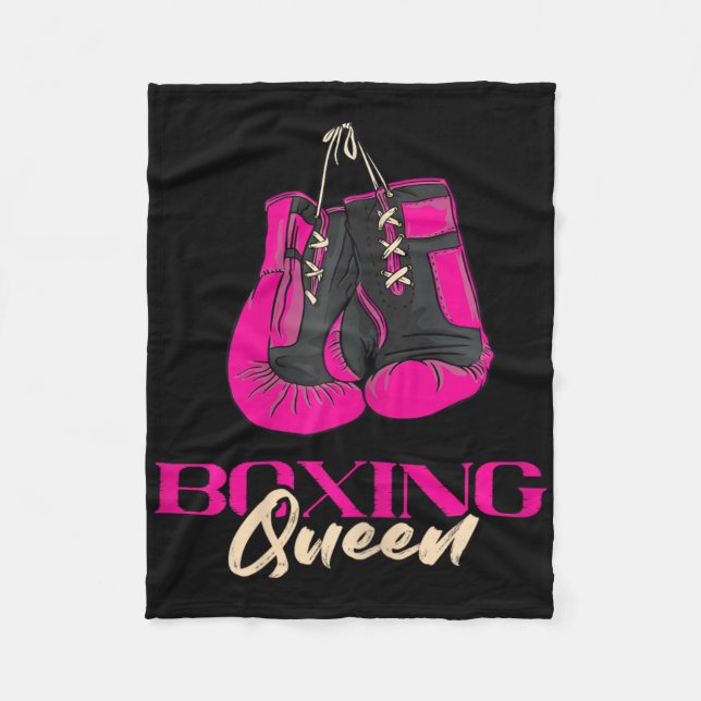 Boxing Queen Kickboxer Kickboxing Boxing Gloves Bo Fleece Blanket (Front)
