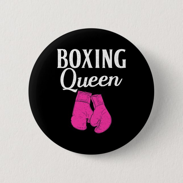 Boxing Queen Sport Fighting Boxer  Button (Front)