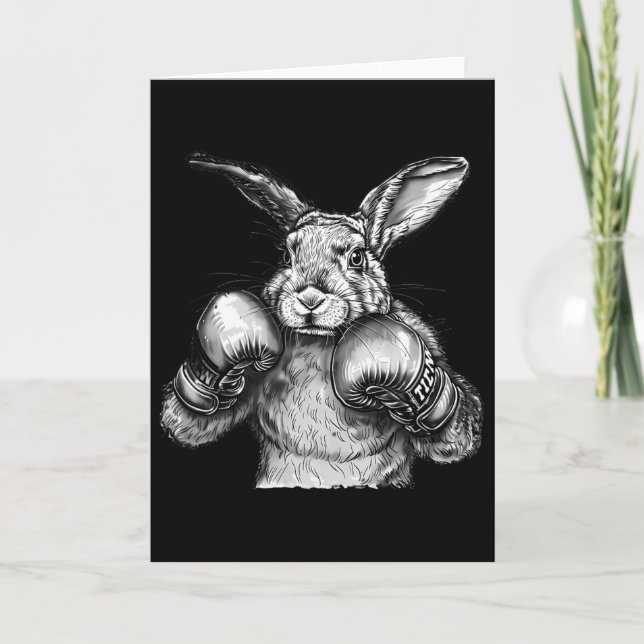 Boxing Rabbit Boxing Gloves Kickboxing Funny Boxer Card (Front)