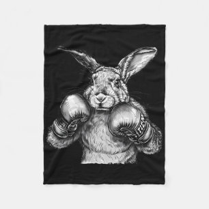 Boxing Rabbit Boxing Gloves Kickboxing Funny Boxer Fleece Blanket