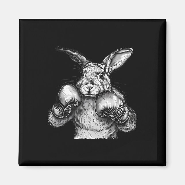 Boxing Rabbit Boxing Gloves Kickboxing Funny Boxer Magnet (Front)