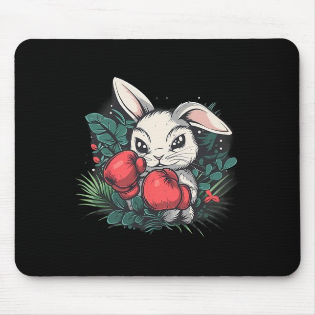 Boxing Rabbit With Boxing Gloves Kickboxing Funny  Mouse Pad (Front)