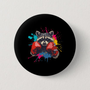 Boxing Raccoon With Boxing Gloves Kickboxing Funny Button