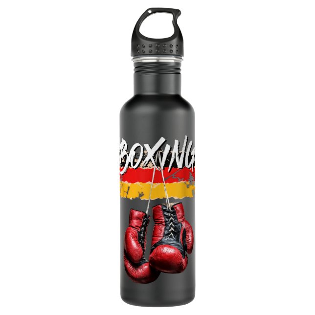 Boxing Red Gloves and German flag Sports Gift 516 Stainless Steel Water Bottle (Front)