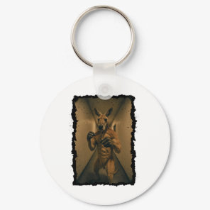 Boxing Retro Kangaroo Standing In The Hallway Fun  Keychain