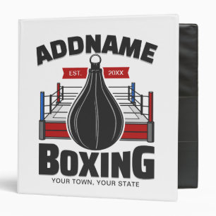 Boxing Ring ADD NAME Boxer Gym Speed Bag 3 Ring Binder