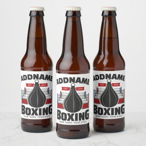 Boxing Ring ADD NAME Boxer Gym Speed Bag Beer Bottle Label