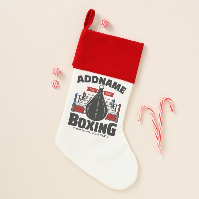 Boxing Ring ADD NAME Boxer Gym Speed Bag Christmas Stocking (Front)