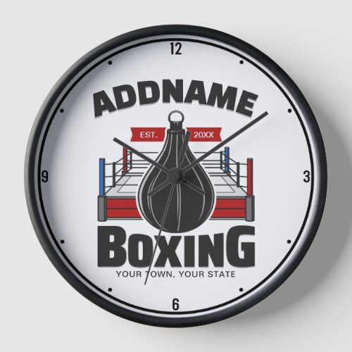 Boxing Ring ADD NAME Boxer Gym Speed Bag Clock