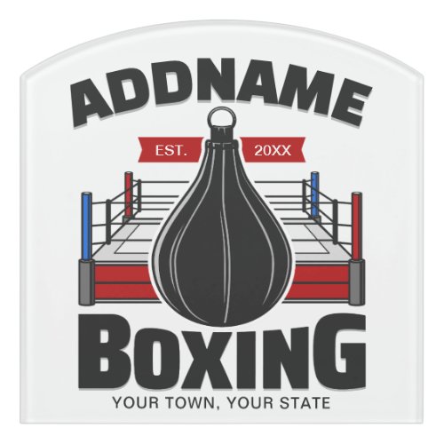 Boxing Ring ADD NAME Boxer Gym Speed Bag Door Sign