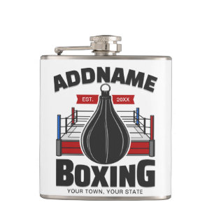Boxing Ring ADD NAME Boxer Gym Speed Bag Flask