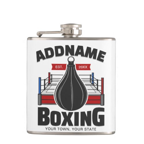 Boxing Ring ADD NAME Boxer Gym Speed Bag Flask