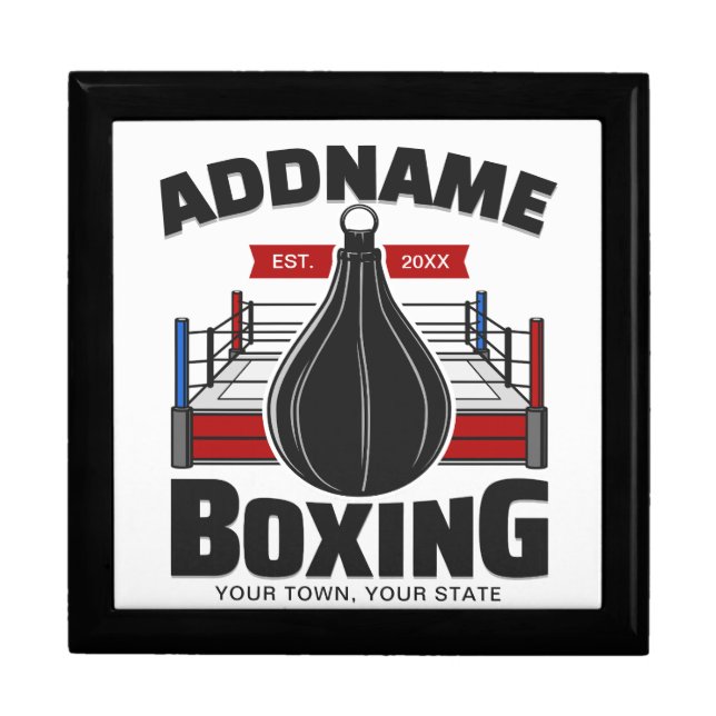 Boxing Ring ADD NAME Boxer Gym Speed Bag Gift Box (Front)