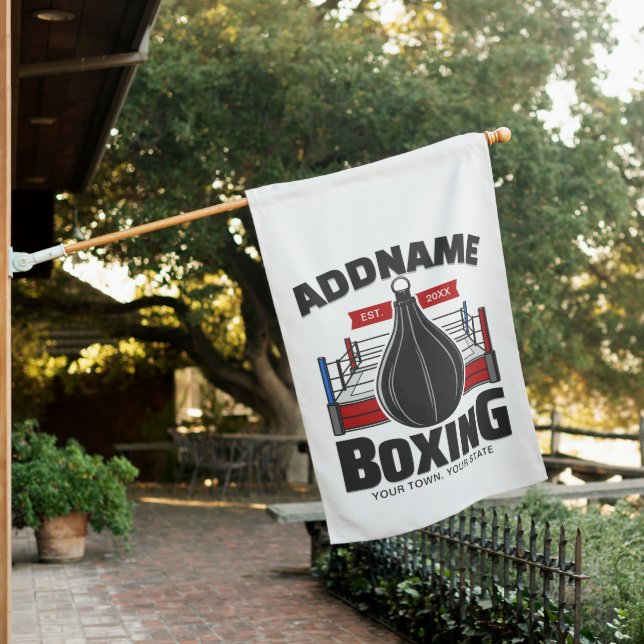Boxing Ring ADD NAME Boxer Gym Speed Bag House Flag (In SItu)