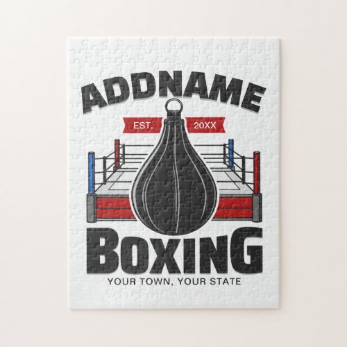 Boxing Ring ADD NAME Boxer Gym Speed Bag Jigsaw Puzzle