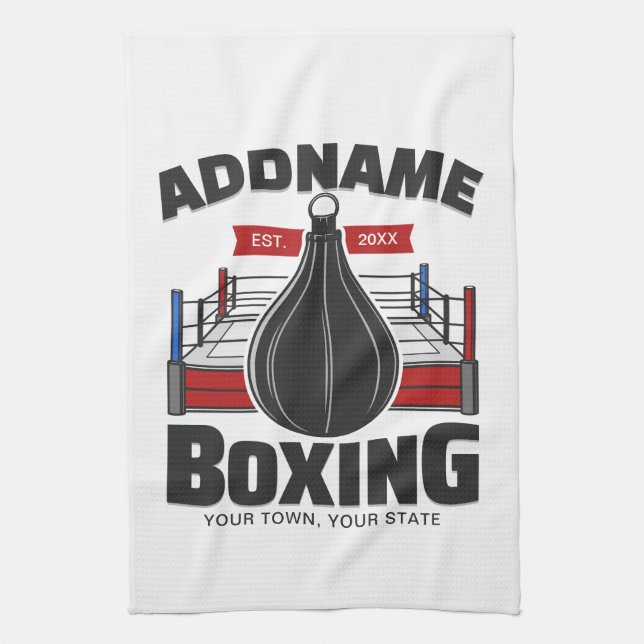 Boxing Ring ADD NAME Boxer Gym Speed Bag Kitchen Towel (Vertical)